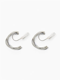 Клипсы для ушей QF Тренд полукруг, цвет серебро