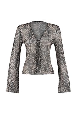 Trendyolmilla Siyah Desenli Baglama Detayl? Tul Esnek Orme Bluz TWOSS23BZ00139  фото 13