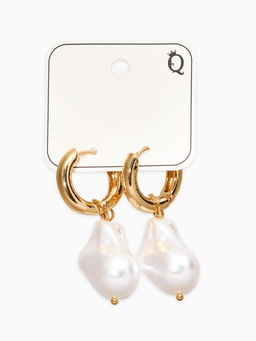 Цена за 2 шт. Серьги жемчуг "Барочный" галтовка, цвет белый в золоте