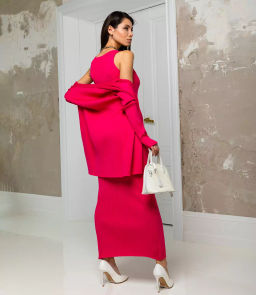 Комплект платье+кардиган #КТ831 (4), малиновый