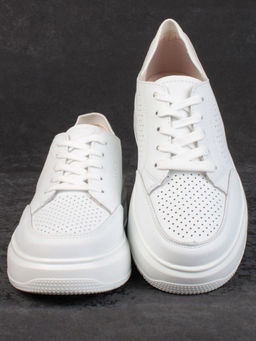 05-HY14-2D WHITE Кроссовки женские (натуральная кожа)