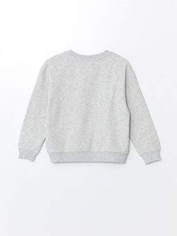 Bisiklet Yaka ?i?ekli K?z ?ocuk Sweatshirt