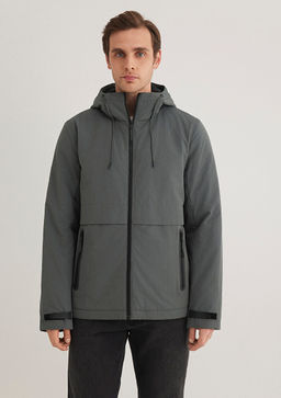 Kapusonlu Yesil Ceket - Mavi фото 4