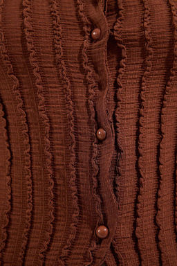 Trendyolmilla Ekru Triko Gorunumlu Regular/Normal Kal?p Orme Bluz TWOSS25BZ00385 фото 3