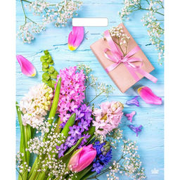 Цена за 50 шт. Пакет «Яркие гиацинты», полиэтиленовый, с вырубной ручкой, 38×45 см, 60 мкм