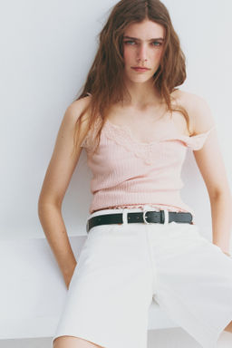 Top en punto pointelle con ribete de encaje - H&m фото 4