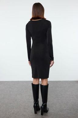 Siyah Duz Mini Orme Elbise TWOAW25EL00316 - Trendyolmilla фото 5