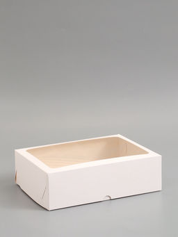 Коробка под 12 капкейков с окном, белая 32.5×25.5×10 см, 5 шт.