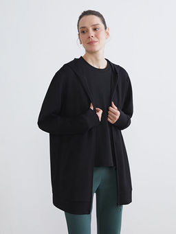Kap??onlu Oversize Kad?n Fermuarl? Sweatshirt