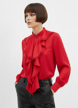 Блузка с отлетными рюшами OD-914-4 красный
