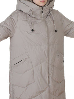 8806 GRAY/BEIGE Пальто зимнее женское (150 гр. холлофайбер)