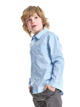 Рубашка в школу голубая хлопковая UD 6625 голубой - Mini maxi фото 5
