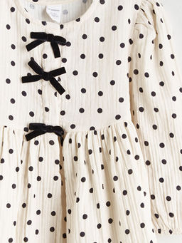 Bisiklet Yaka Puantiyeli K?z ?ocuk Elbise