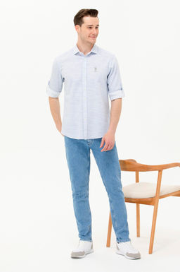 U. S. Polo Assn / Мужская синяя рубашка с длинным рукавом - U.s. polo assn фото 2