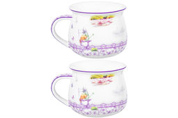 Набор 2 кружек 250 мл 11*8,5*7 см "Лаванда", бочонок, NEW BONE CHINA