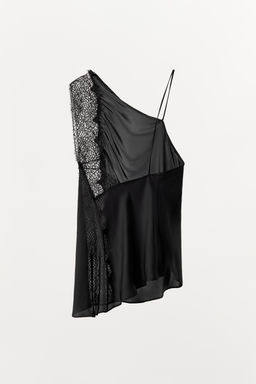 ASYMMETRIC SATIN TOP WITH LACE - Zara фото 4