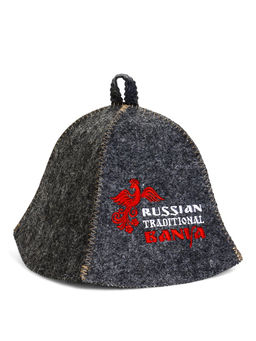 Шапка для бани и сауны «Русские традиции», шерсть 50%, полиэфир 50%, серая