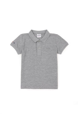 Серая меланжевая базовая футболка с воротником-поло для мальчиков Неожиданная скидка в корзине