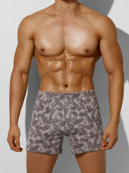 Цена за 2 штуки! Трусы шорты мужские серые с принтом следы на сером пепле 411152