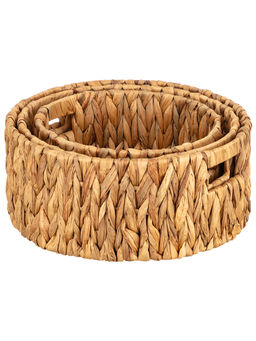 Набор 3 плетеных корзин 25*25*10 см, 30*30*12,5 см, 33*33*14 см, водный гиацинт