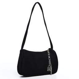 Сумка багет из текстиля, Nazamok, 23*13*5 см, черный цвет  фото 6