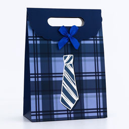 Цена за 5 шт. Подарочная коробка - пакет, упаковка с вырубной ручкой, «Мужской галстук», 19×9×27 см