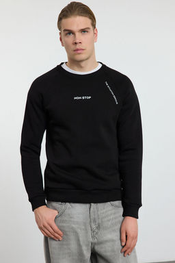 TRENDYOL MAN Siyah Regular/Normal Kesim Reglan Kollu Yaz? Bask?l? Sweatshirt TMNAW22SW0726 - Trendyolmilla фото 5