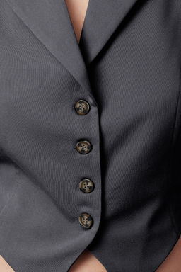 TRENDYOLMILLA Vizon Fitted Dugme Detayl? Crop Dokuma Yelek TWOAW25YE00069  фото 5