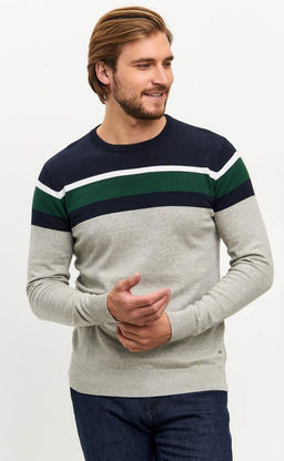 Джемпер мужской в полоску P321-15881 серый - Primm фото 3