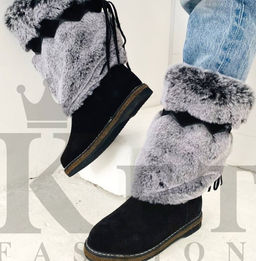 Сапоги унты , натуральная замша, натуральная овчина,Заяц, войлочная подошва