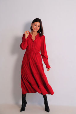 Martichelli Платье ягодное с многоярусной юбкой