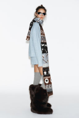 80% WOOL CABLE KNIT SHORTS SKI COLLECTION - Zara фото 11