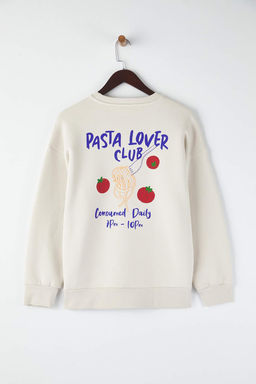 Teen Tas Oversize/Genis Kal?p S?rt Bask?l? Kal?n Ici Polarl? Orme Sweatshirt TWOAW26SW00177