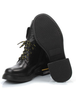 01-P514-3 BLACK/YELLOW Ботинки демисезонные женские (натуральная кожа, байка)