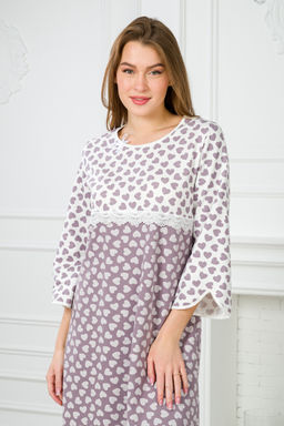 Ночная сорочка женская из футера Капучино сердца - Амадэль фото 10