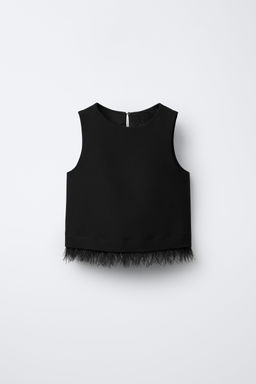 TOP WITH DETACHABLE FEATHER APPLIQU_