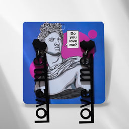 Серьги акрил LOVE ME с сердечком, цвет чёрный в серебре - Queen fair фото 2