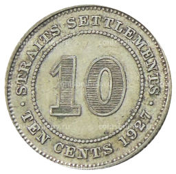 10 центов 1927 года Стрейтс Сетлментс
