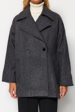 Trendyolmilla Gri Oversize Kaban TWOAW24KB00165 фото 9