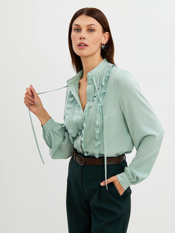 Блузка с рюшами OD-976-3 зеленый