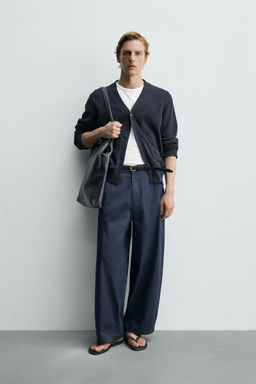 PANTAL?N WIDE  FIT CROPPED / Marino