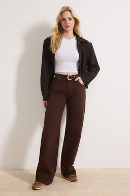 Ac?k Mavi Kemerli Yuksek Bel Wide Leg Palazzo Jeans TWOAW26JE00271 - Trendyolmilla фото 8