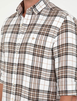 Kahverengi Ekose Slim Fit Uzun Kollu G_mlek