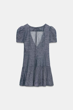 VESTIDO MINI MANGA ABULLONADA / Azul - Zara фото 8