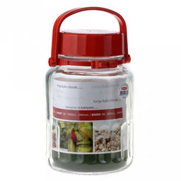 Банка стеклянная Харвест 3л, пластмассовая крышка с ручкой, красный, цветная коробка, Pasabahce (Россия) - Домашняя мода фото 3