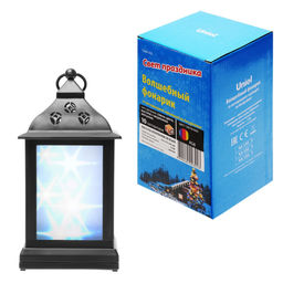 ULD-L1122-010/DTB/RGB/3D BLACK Фонарь со светодиодной гирляндой внутри, на батарейке (в комплект не входит). 10 светодиодов. RGB свет. Черный корпус. 11*22 см. TM Uniel.