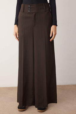 Kahverengi Cizgili Bel Detayl? Dokuma Pantolon TWOAW26PL00168 - Trendyolmilla фото 3