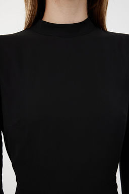 Siyah A Kesim S?rt Detayl? Astarl? Midi Sifon Dokuma K?sl?k Elbise TWOAW25EL00172 - Trendyolmilla фото 4