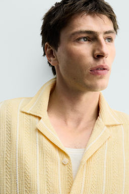 CAMISA REGULAR FIT JACQUARD RAYAS / Amarillo - Zara фото 6