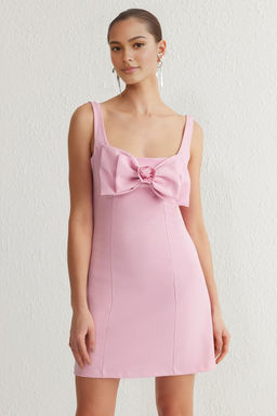 TRENDYOLMILLA Siyah A-Kesim Fiyonk Detayl? Dokuma S?k K?sa Elbise TPRSS25EL00092  фото 7